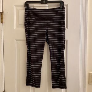 Athleta grey and black striped Capri legging